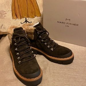 New -Marc Fisher Cade dark brown combat booties